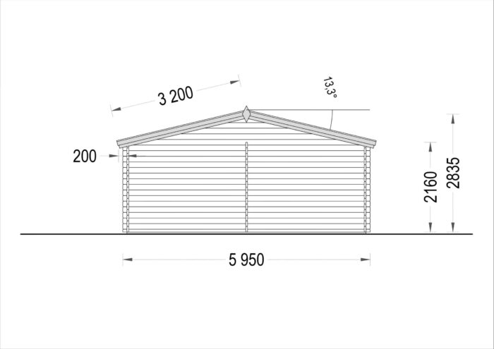 Gartenhaus Donau (44mm) 6x6m, 36m²