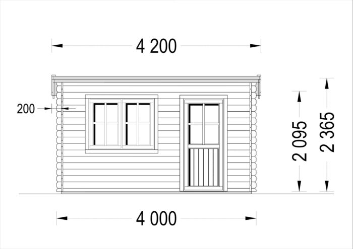 Gartenhaus Donau 4x3 m, 12 m² mit Flachdach