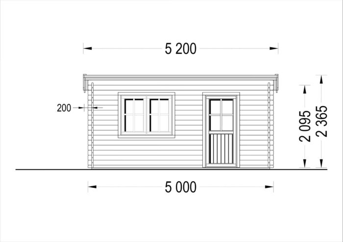 Gartenhaus Donau 5x4 m, 20 m² mit Flachdach