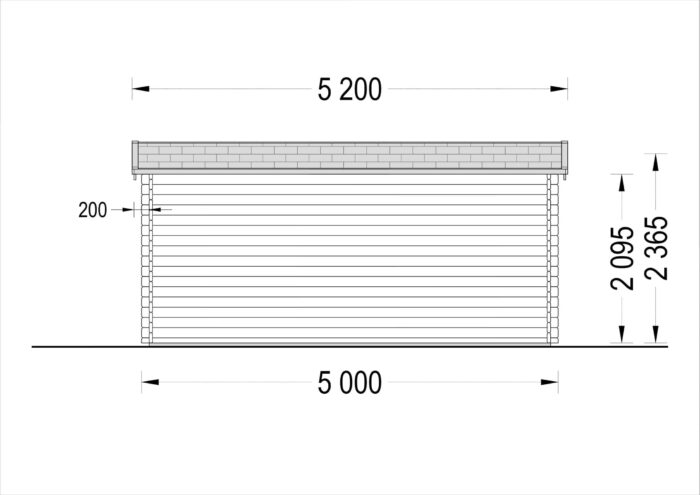 Gartenhaus Donau 5x4 m, 20 m² mit Flachdach