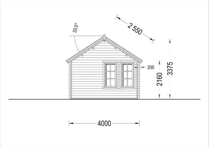 Blockbohlenhaus ERWIN (44 mm) 28 m²