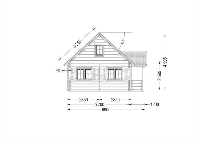 Blockbohlenhaus ERNI (44 + 44mm) 70m²