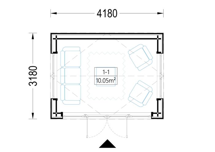 Gartenhaus ERMONES (34mm + Holzverschalung), 4x3m, 12m²