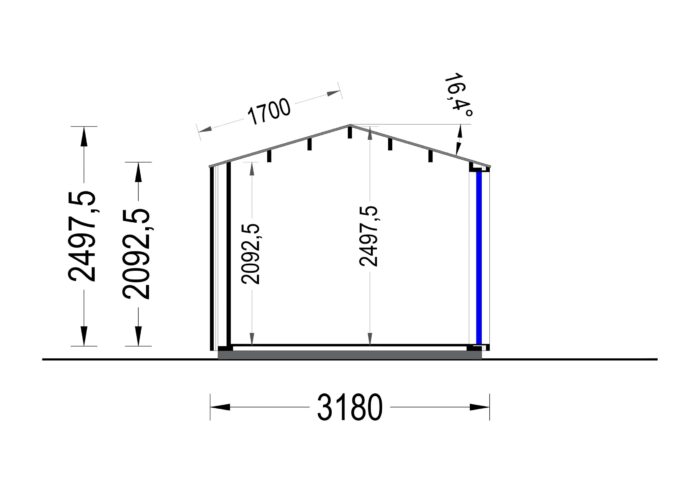 Gartenhaus ERMONES (34mm + Holzverschalung), 4x3m, 12m²