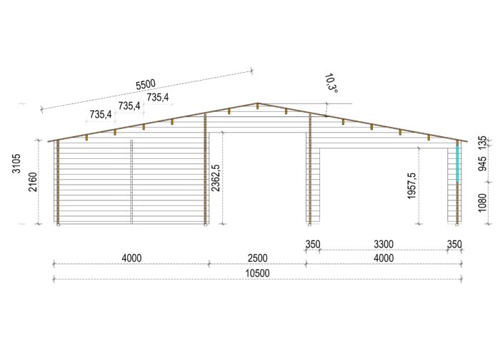 Blockbohlenhaus FRITZ (44+44mm) 60m² Isoliert – Bild 7