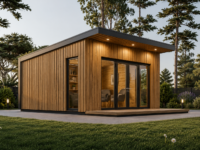 Gartenhaus EMIL (34 mm + Holzverschalung, Isoliert), 5×5 m – 25 m²