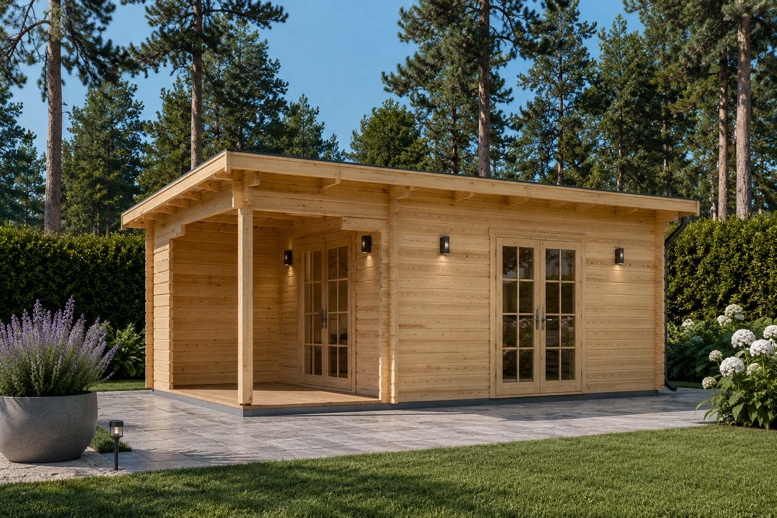 Gartenhaus Karl – 5 × 4 M 20 M² Mit 8 M² Überdachter Terrasse Premium Gartenhaus KARL (34mm) 5x4m, 20m² + 8m² Terrasse – Bild 1