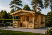 Gartenhaus aus Holz SABINE, 4x5.75 m, 16 m² + 7 m² Terrasse – Bild 2