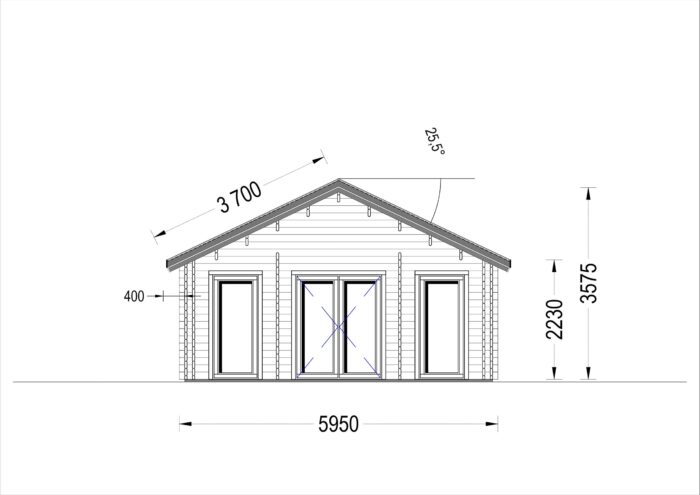 Blockbohlenhaus GRAZ (44 + 44 mm) 54 m²