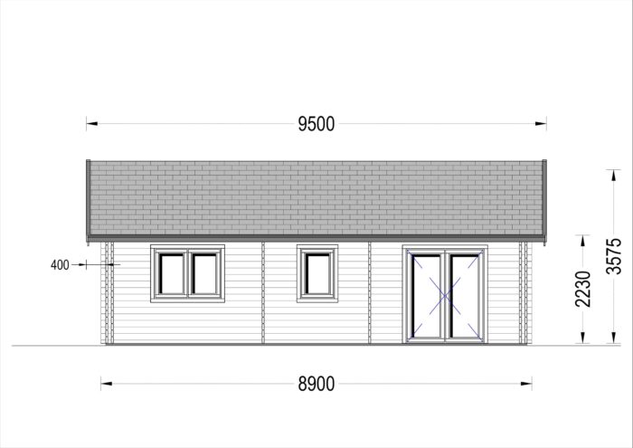 Blockbohlenhaus GRAZ (44mm) 54m²