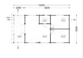 Blockbohlenhaus HANNES (66 mm) · 42 m² + 10 m² überdachte Terrasse · Pultdach – Bild 5