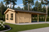 Holzgarage mit (44 mm) 4x6 m mit Doppelcarport 5.5x6 m – Bild 5