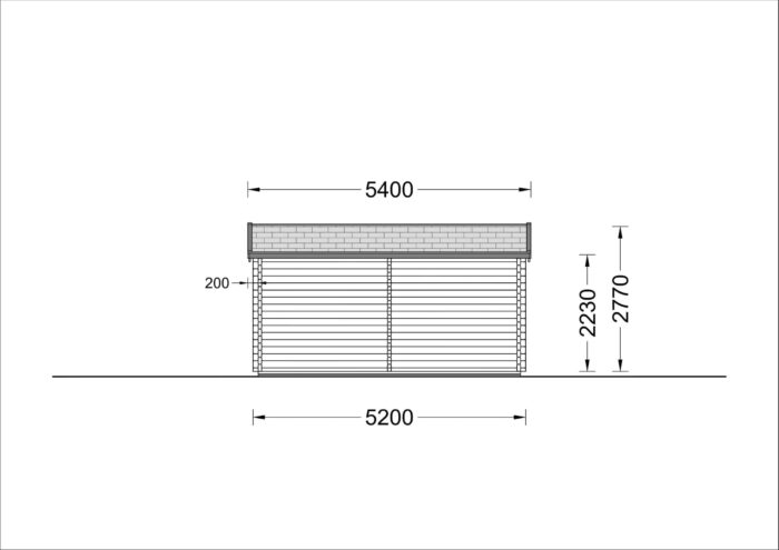 Blockbohlenhaus mit Flachdach und Terrasse HANNES (66 mm), 42 m² + 10 m²