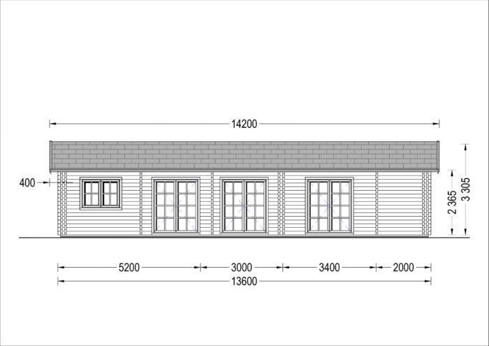 Blockbohlenhaus BERNAU (44 + 44 mm) 103 m²