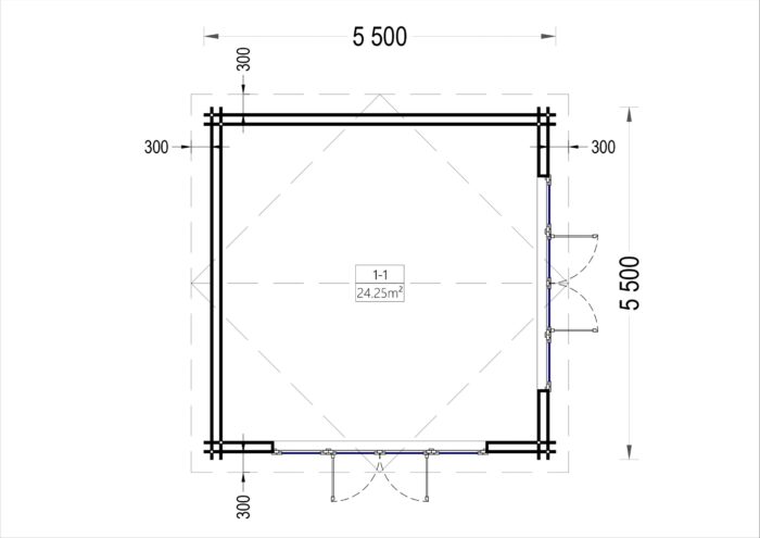 Blockbohlenhaus MARIA (44 + 44 mm) 30 m²