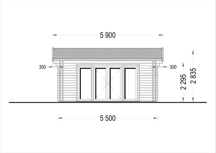 Blockbohlenhaus MARIA (44 + 44 mm) 30 m²