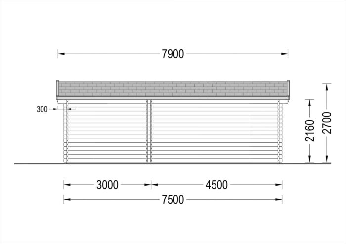 Blockbohlenhaus MARINA (44 mm) 30 m²