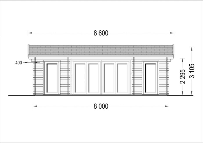 Blockbohlenhaus FELDKIRCH (44 mm), 56 m²