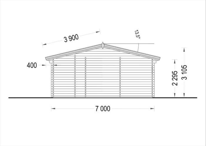 Blockbohlenhaus FELDKIRCH (44 mm), 56 m²