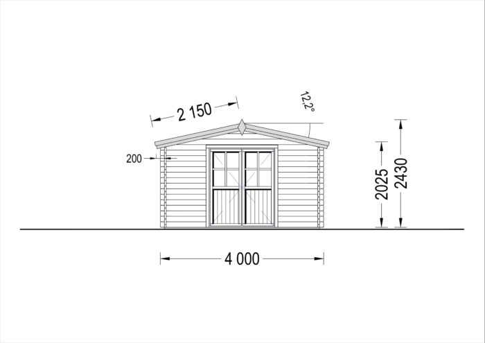 Premium Gartenhaus RUDI (34mm) 4x3m, 12m²