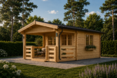 Gartenhaus aus Holz SABINE, 4x5.75 m, 16 m² + 7 m² Terrasse