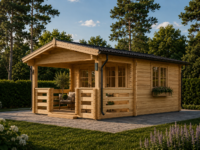 Gartenhaus aus Holz SABINE, 4x5.75 m, 16 m² + 7 m² Terrasse