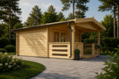 Gartenhaus aus Holz SABINE, 4x5.75 m, 16 m² + 7 m² Terrasse – Bild 4