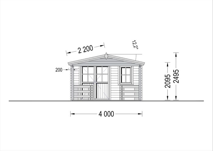 Gartenhaus aus Holz SABINE, 4x5.75 m, 16 m² + 7 m² Terrasse