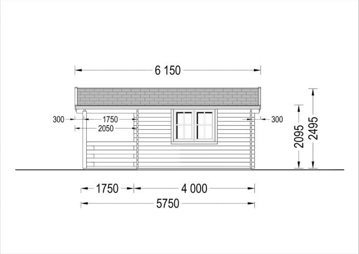 Gartenhaus aus Holz SABINE, 4x5.75 m, 16 m² + 7 m² Terrasse