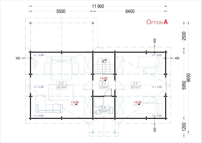 Blockbohlenhaus VERENA (66mm), 127m²