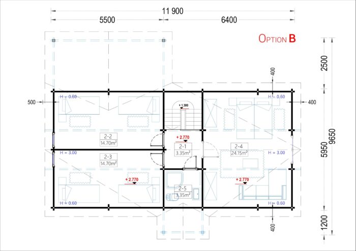 Blockbohlenhaus VERENA (66mm), 127m²