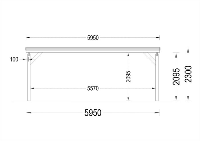 Doppelcarport aus Holz mit Flachdach, 6x6m, 36m²