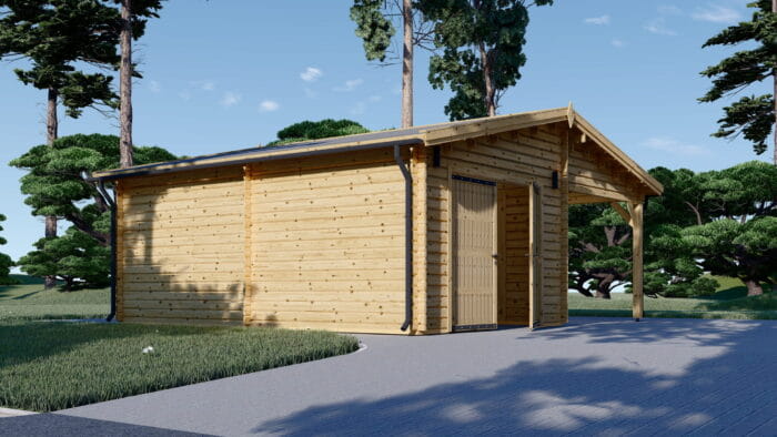 Einzelgarage (44mm) 4x6m mit Carport 3x6m – Bild 3