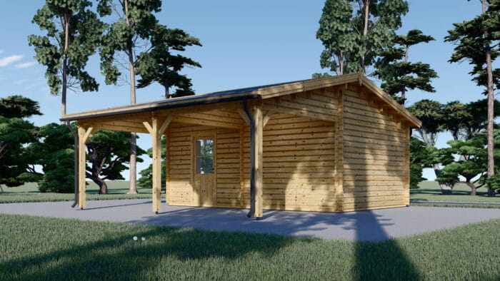 Einzelgarage (44mm) 4x6m mit Carport 3x6m – Bild 5