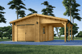 Einzelgarage (44mm) 4x6m mit Carport 3x6m