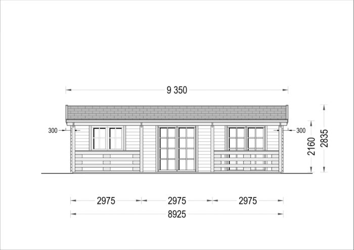 Blockbohlenhaus mit Terrasse LILLI ( 66mm), 32m² + 20m²