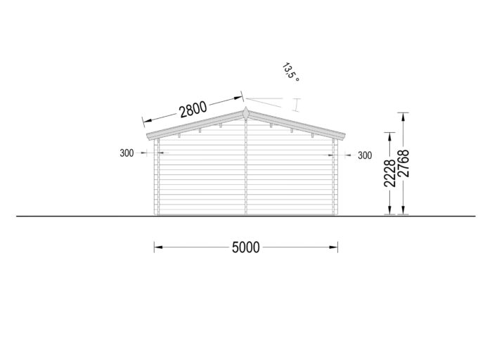 Blockbohlenhaus mit Terrasse ANTON, 5x9 m, 35 m² + 8m²