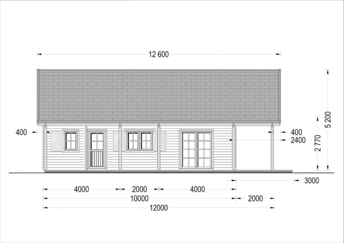 Blockbohlenhaus ANIKA (44 + 44 mm) 139 m² mit Terrasse