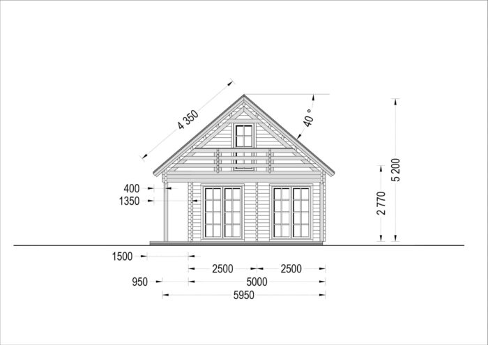 Blockbohlenhaus ANIKA (44 + 44 mm) 139 m² mit Terrasse