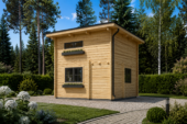 Blockbohlenhaus mit Schlafboden DORNBIRN (44 mm), 20 m² + 16 m² mit Pultdach – Bild 3
