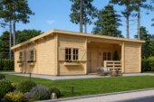 Blockbohlenhaus ULRICH (44+44 mm · Extra Isoliert) · 70 m² · Pultdach