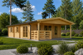 Blockbohlenhaus DORIS (Isoliert, 44+44 mm) · 63 m² mit Terrasse – Bild 4
