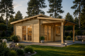 Gartenhaus HELENE 6x4m, 24m² mit 12.5m² Terrasse