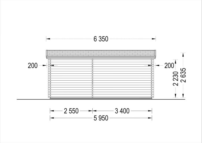 Gartenhaus HELENE 6x4m, 24m² mit 12.5m² Terrasse