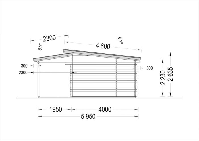 Gartenhaus HELENE 6x4m, 24m² mit 12.5m² Terrasse