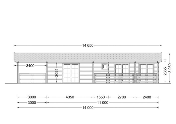 Blockbohlenhaus TRAUNSEE (66 mm) 50 m²