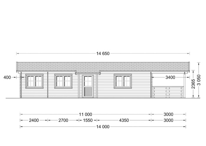 Blockbohlenhaus TRAUNSEE (66 mm) 50 m²