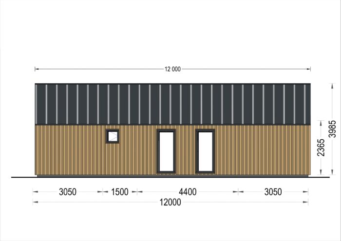 Blockbohlenhaus ADRIAN (34mm + Holzverschalung ), 50m²