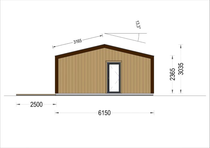 Blockbohlenhaus Angelika 44mm + Holzverschalung), 8.2x6.2m, 50m²