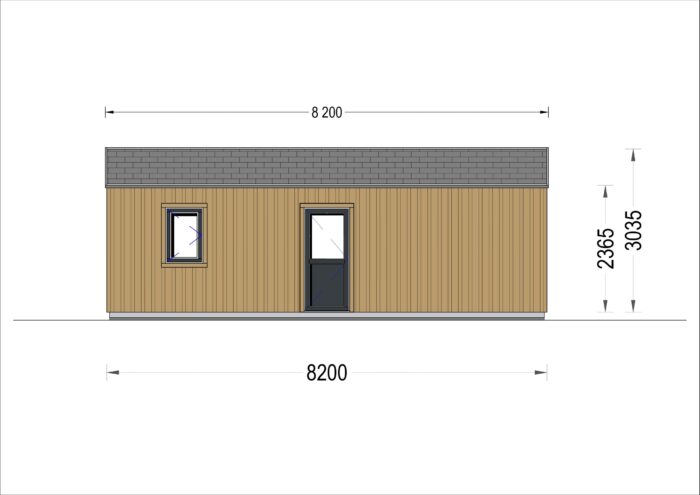 Blockbohlenhaus Angelika 44mm + Holzverschalung), 8.2x6.2m, 50m²